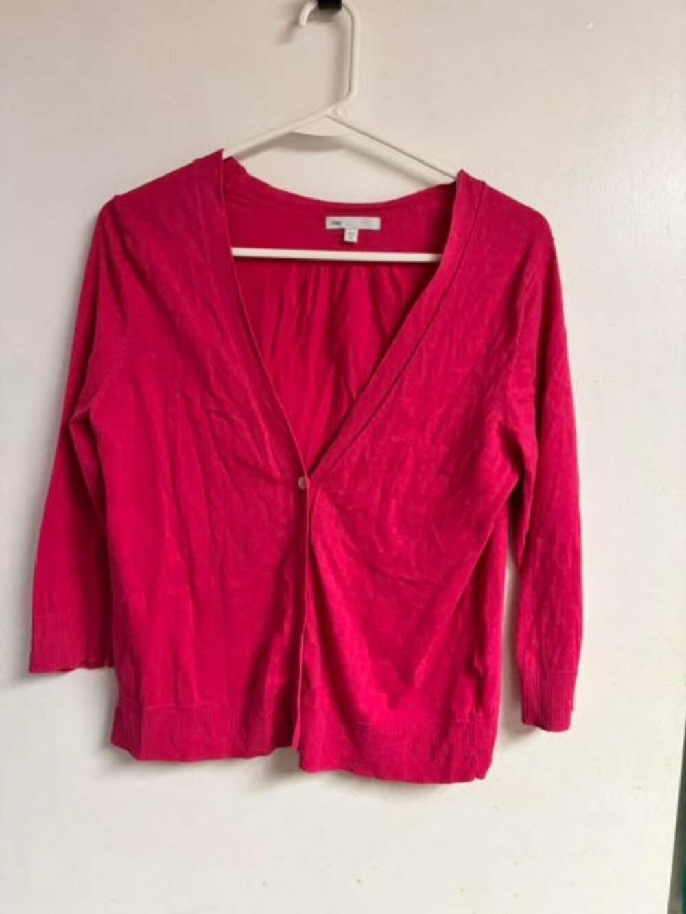 Pink Cotton 3/4 Length Sleeve Cardigan